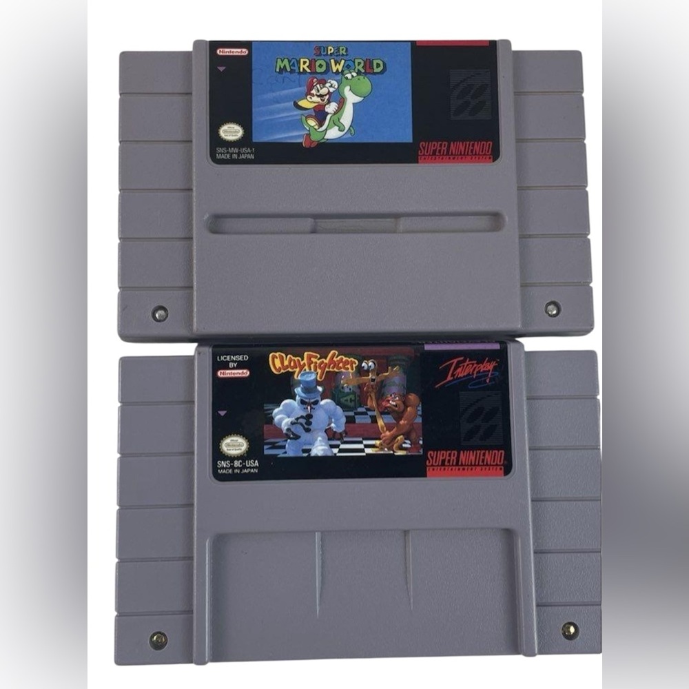 Super Nintendo SNES Video Game Console Bundle 4 Games Clay Fighter - Mario 🔥 - Picture 2 of 6
